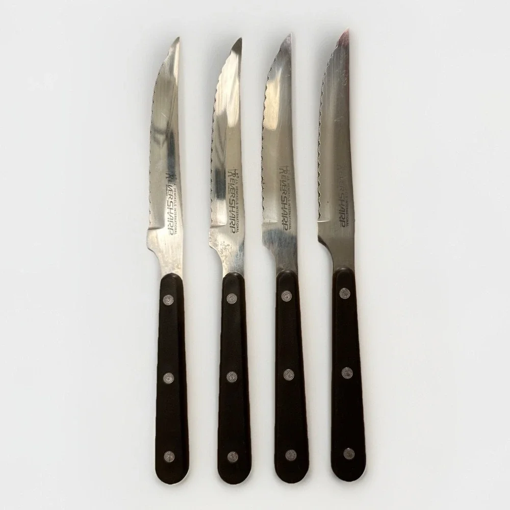 J.A. Henkels International Ever Sharp (4) Scalloped Blade Steak Knife JAPAN‎ VTG